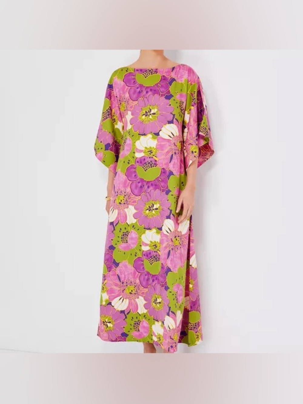 Frances Valentine Spinnaker Maxi African Daisy Dress in Violet Multi, Size 1X